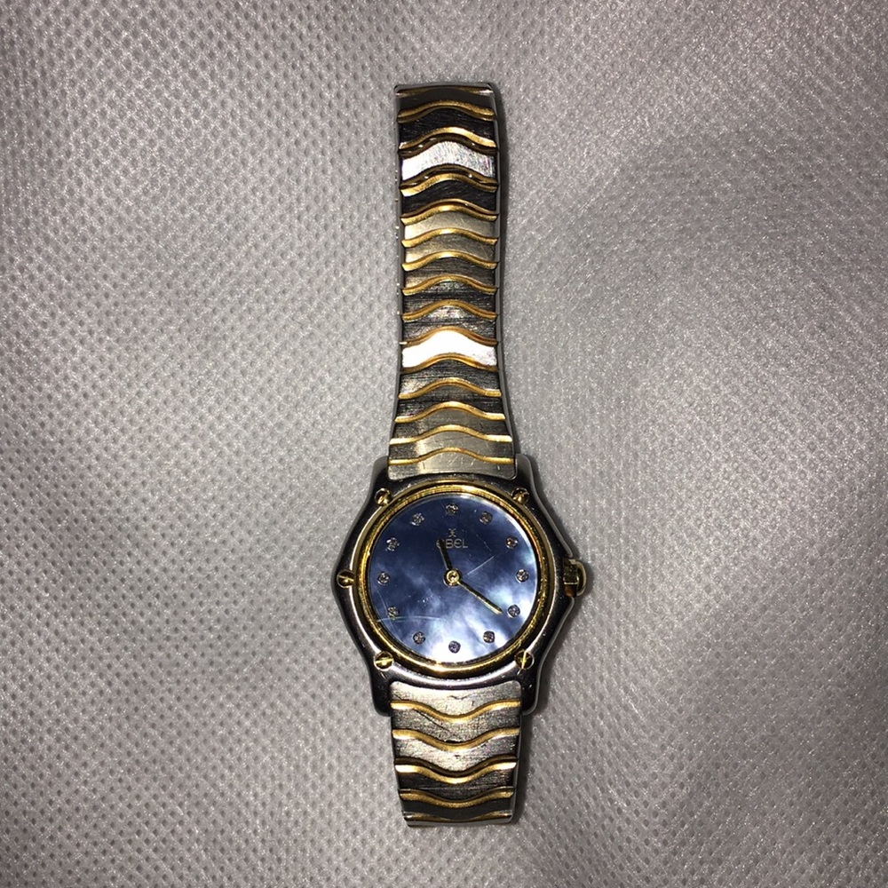 Ebel Silver and Gold Diamond and Blue Opal Watch!